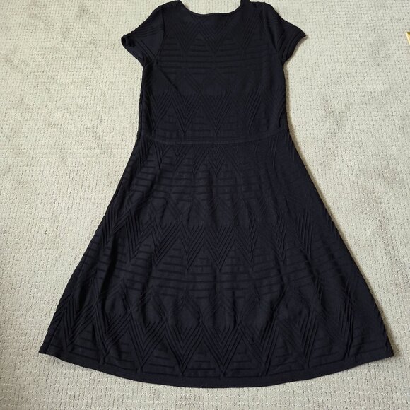 Talbots Dress 1X Black Knit Geometric Textured Classic Career Work Minimalist - Picture 5 of 9